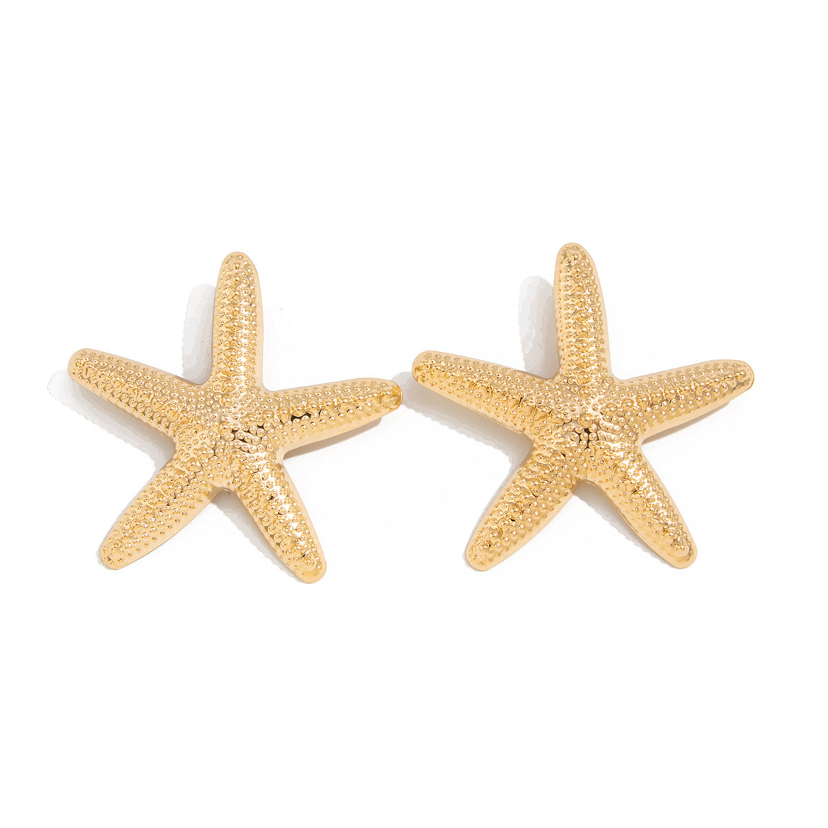 Vacation Style Star-Shaped Geometric Metal Stud Earrings for Women with Electroplated Finish and Beach-Inspired Design