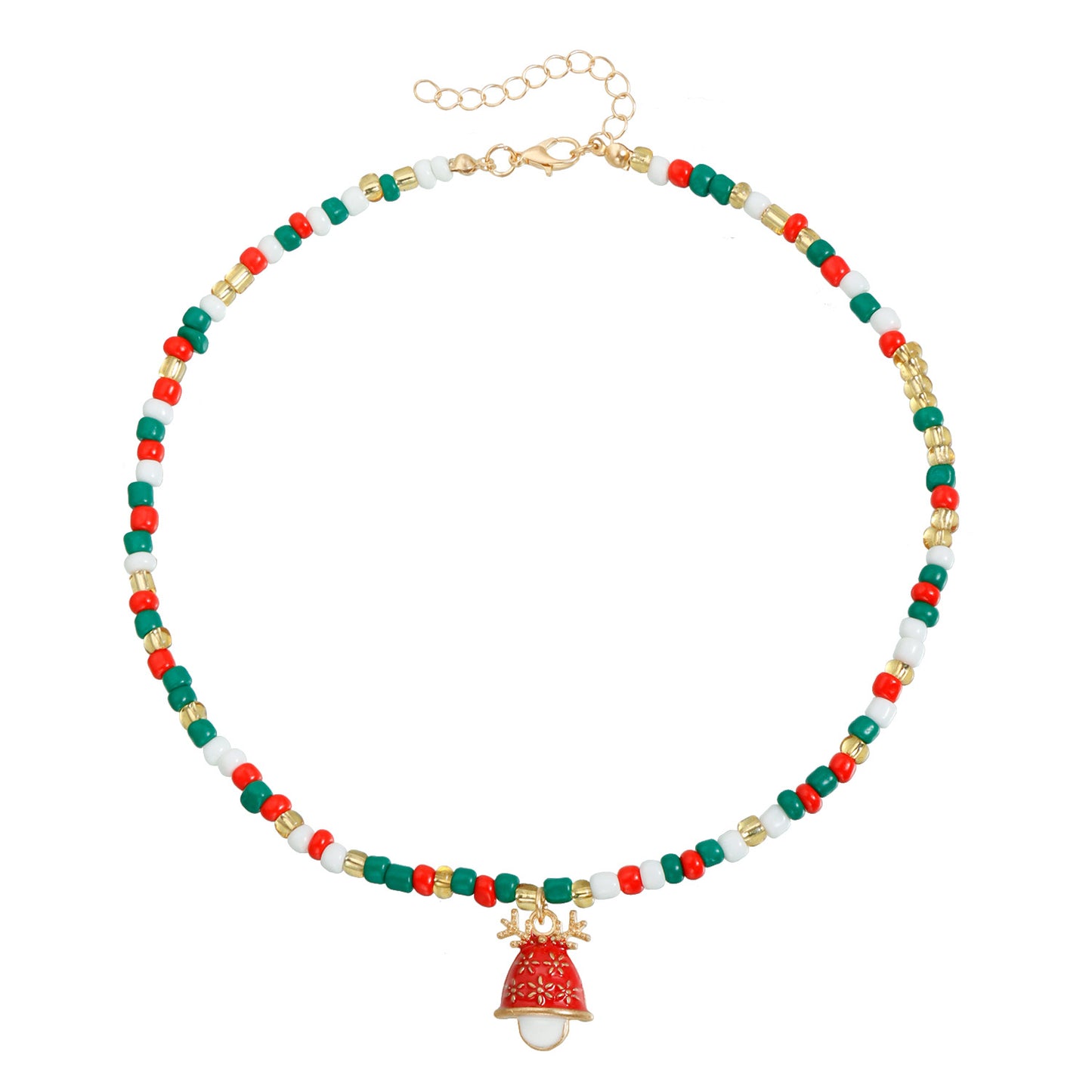 Geometric Alloy Choker Necklace for Women with Electroplated Finish Christmas Bell Accents Holiday Party Gift