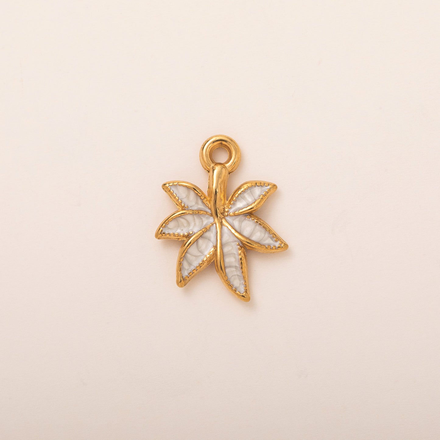 Vintage 18K Gold Plated Stainless Steel Plant Pendant Charm Bar with Adjustable Chain