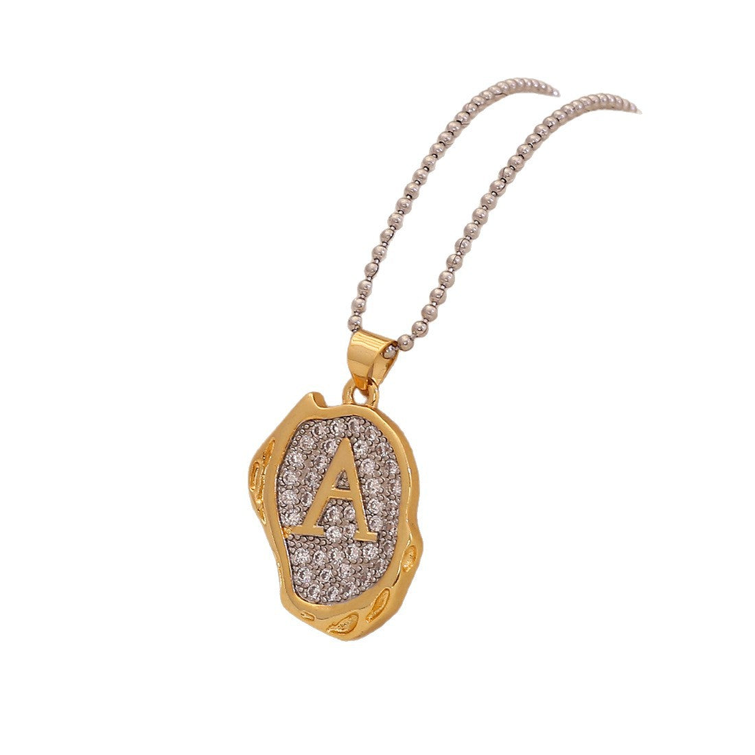 Retro Letter Pendant Necklace for Women in Brass with Minimalist Elegant Locket Style