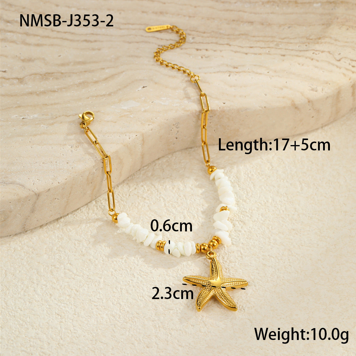 Fashionable Ocean-Inspired Shell and Starfish Pendant Necklace in Titanium Steel with 18K Gold Plating for Women