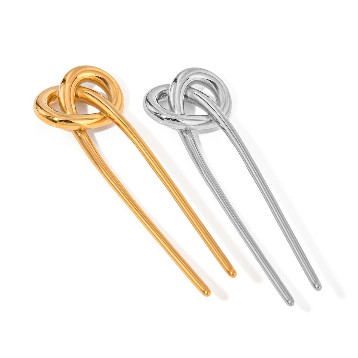Forcina Geometrica in Acciaio Inox con Finitura Placcata per Donna Elegante Fermaglio per Capelli a U in Metallo