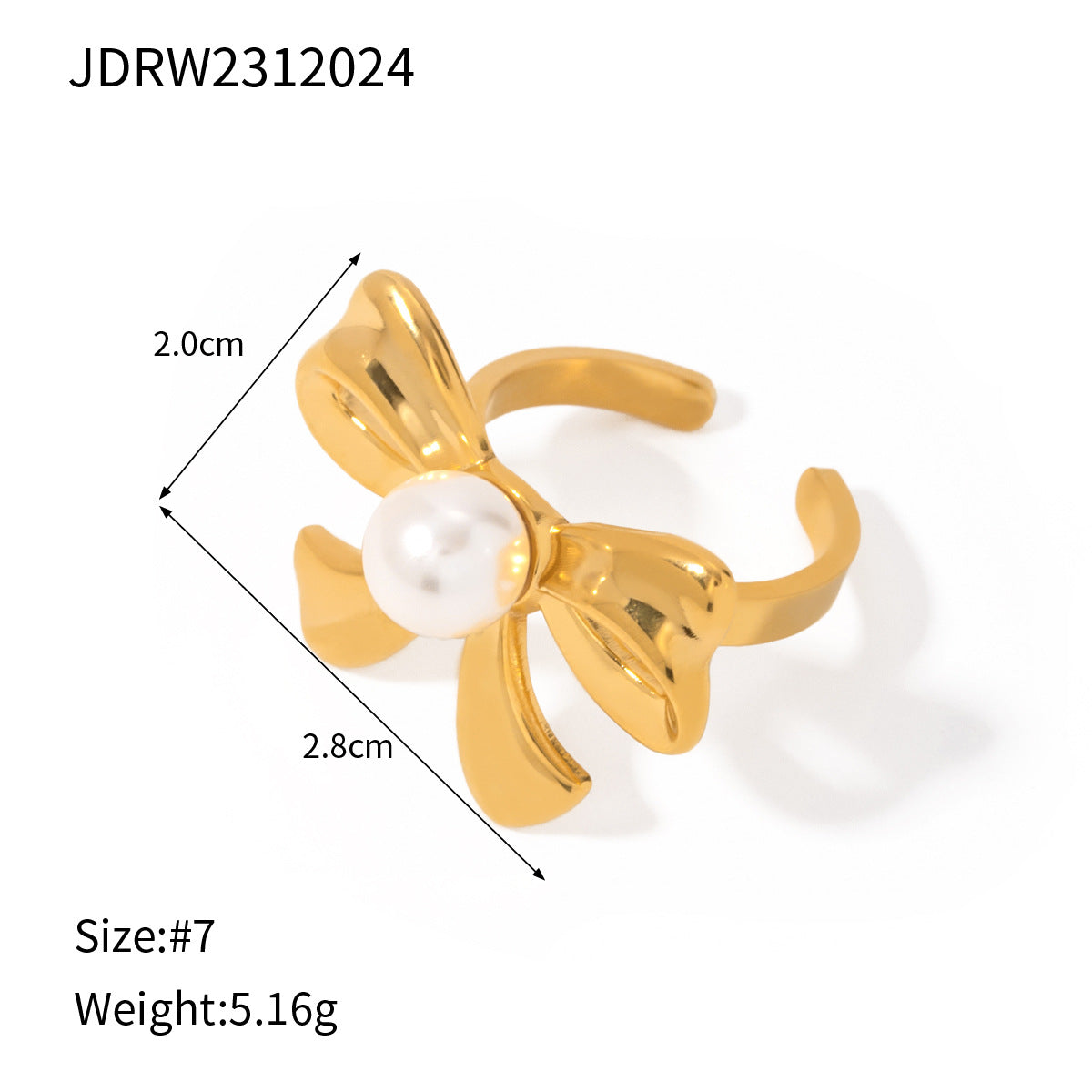 Anillo de acero inoxidable geométrico minimalista con acabado chapado para mujer con acento de mariposa y lazo
