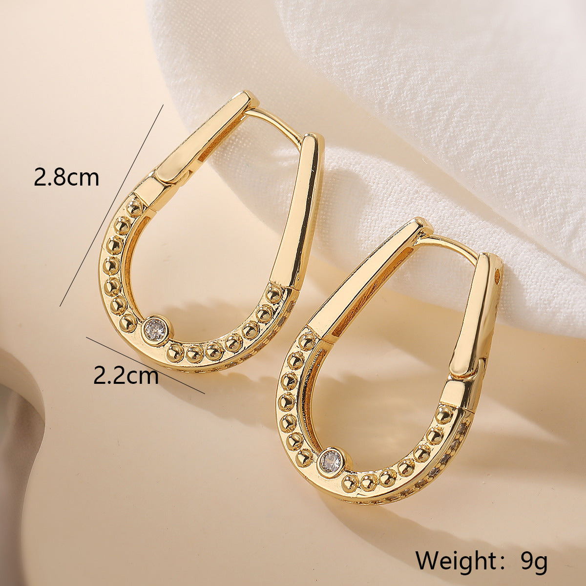 Orecchini geometrici minimalisti da donna con placcatura in oro e intarsio in zircone, gioielli alla moda dalla forma irregolare