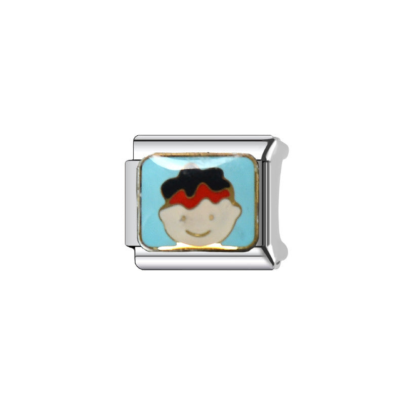 Elegant Plated Stainless Steel Cartoon Charm Bar Bracelet Unisex Fashion Jewelry