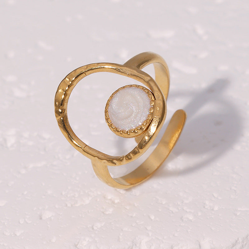 Minimalist Geometric Open Ring for Women in Stainless Steel with 18K Gold Plating