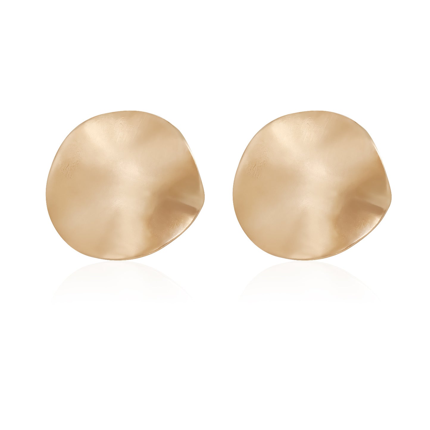 Pendientes de botón de aleación de zinc geométricos vintage con acabado mate y diseño plegado irregular para mujer