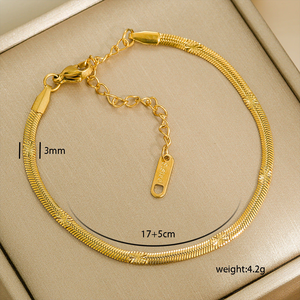 Bracciale Minimalista in Acciaio al Titanio da Donna con Placcatura in Oro 18K, Design a Catena Semplice, Set di Gioielli Versatili per Tutti i Giorni