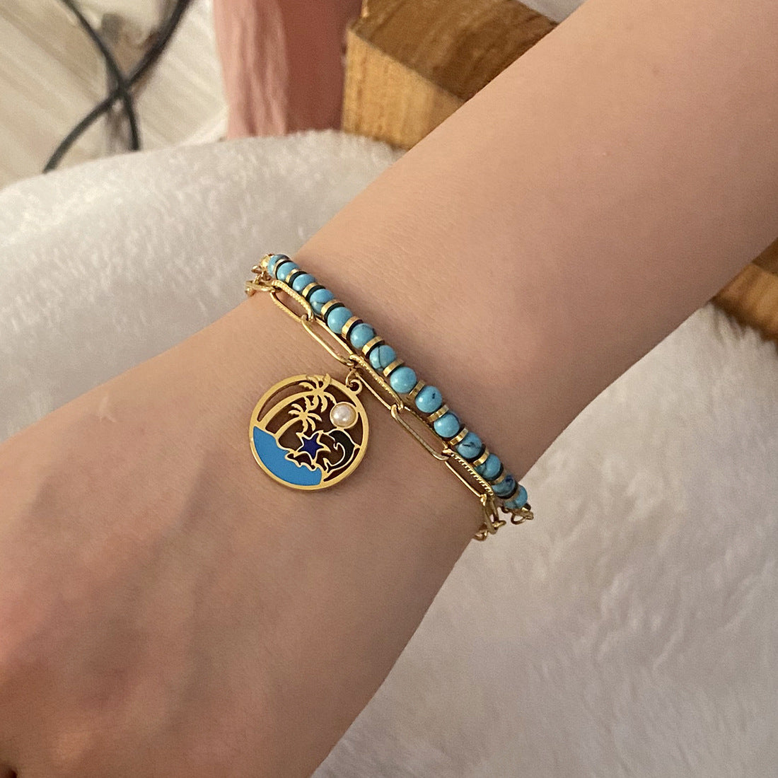 Bracciale da donna in acciaio inossidabile tartaruga placcato Fashion OL