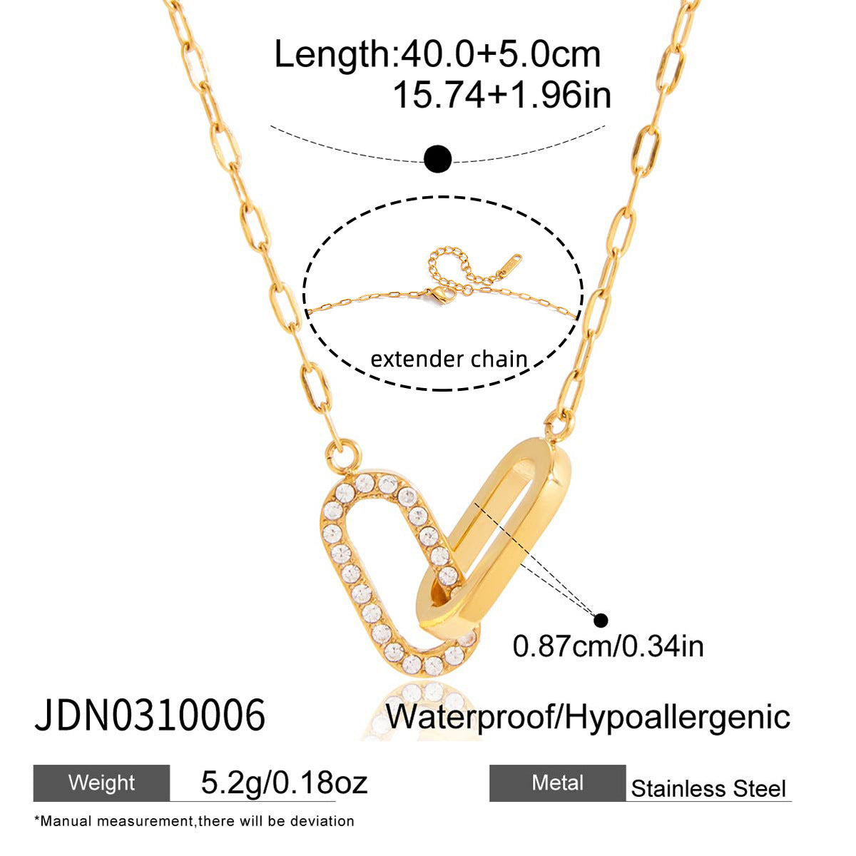 Collana con ciondolo geometrico in acciaio al titanio con strass da donna, catena a clavicola in acciaio inossidabile galvanizzato, gioielli di lusso ipoallergenici e resistenti allo sbiadimento