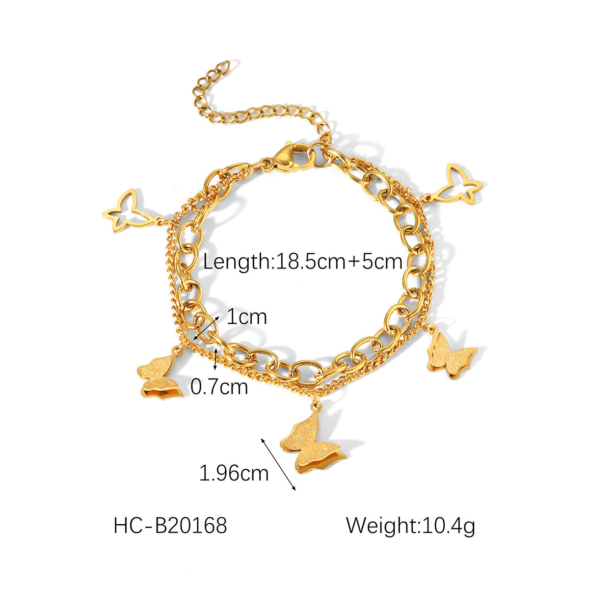 Elegant French-Style Butterfly Beaded Bracelet for Women in Stainless Steel with Plated Finish