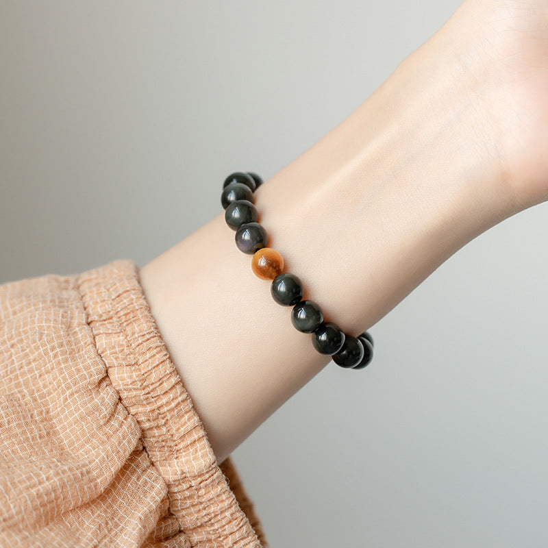 Minimalist Round Natural Tiger Eye Stone Bracelet Unisex Casual Jewelry