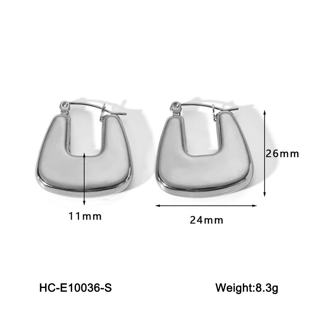 Pendientes de aro minimalistas geométricos huecos de acero inoxidable para mujer con acabado chapado