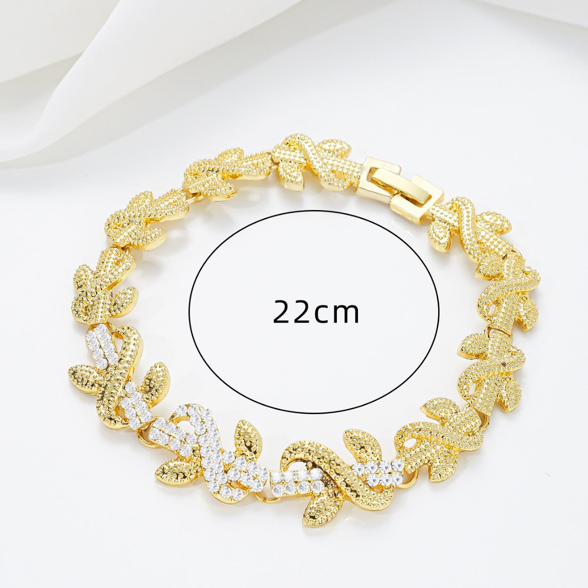 Minimalist Leaf and Diamond-Shaped Rhinestone-Encrusted Zinc Alloy Bracelet for Women and Men