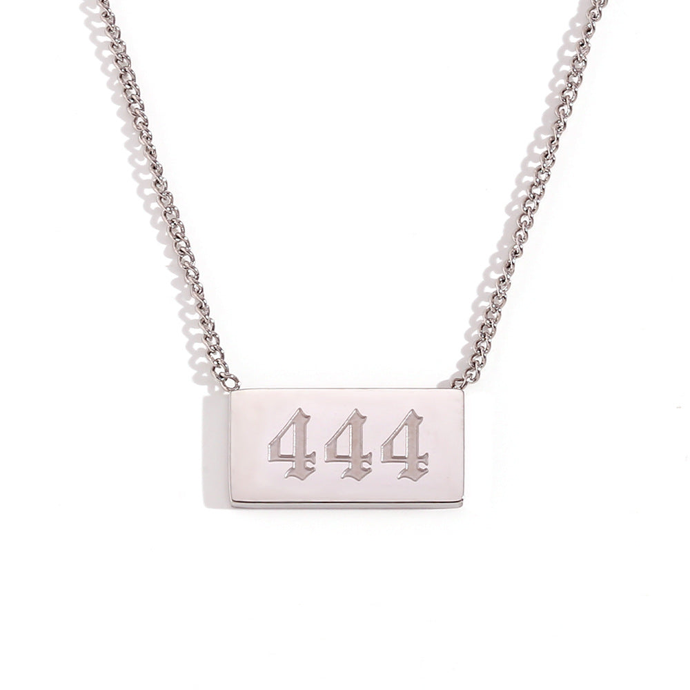 Minimalist Geometric Number Pendant Necklace for Women in Stainless Steel with Plated Finish