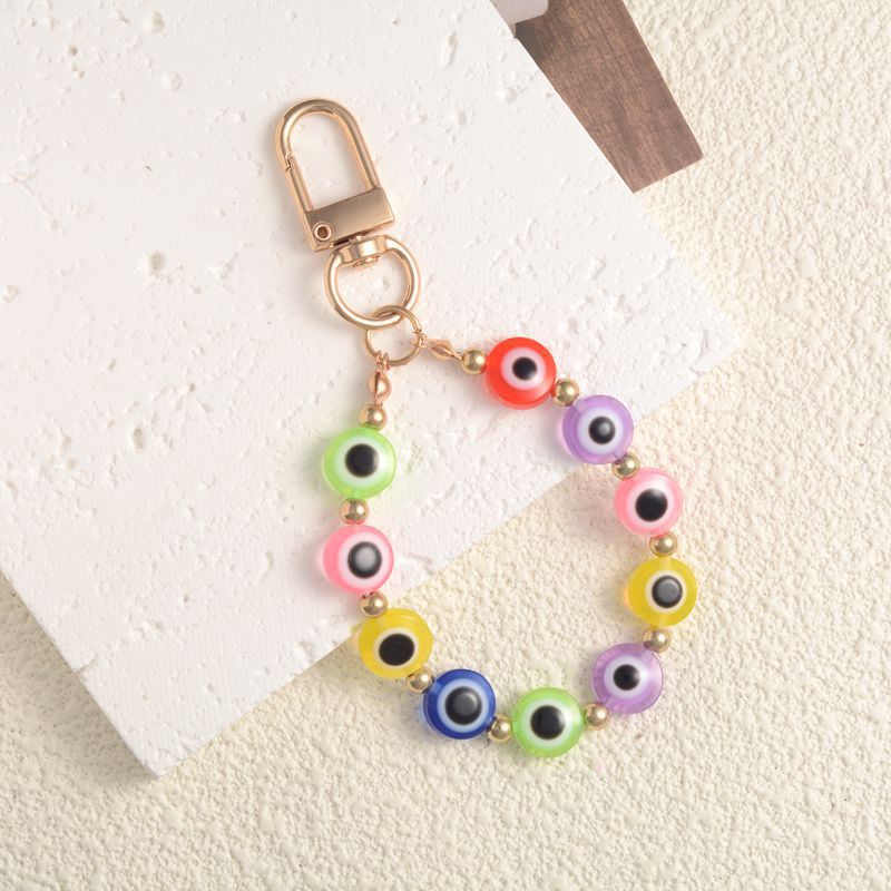 Vintage Ethnic Resin Evil Eye Keychain Pendant Charm