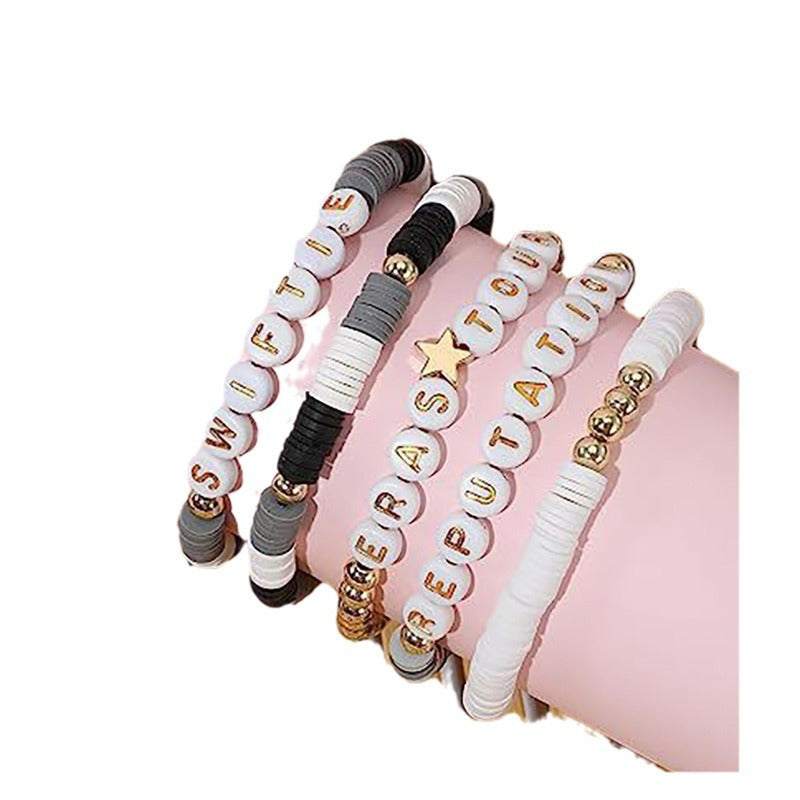 Bohemian Vintage Star Letter Resin Bracelet Set Unisex