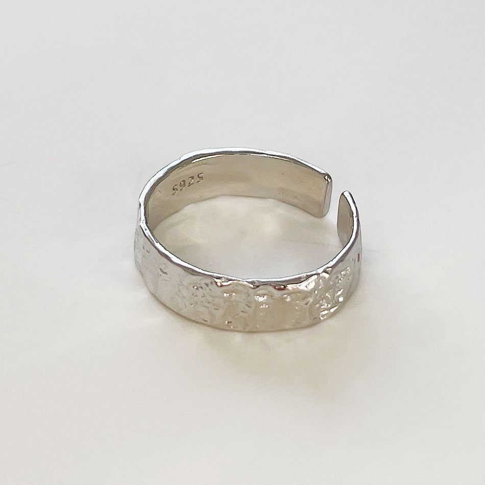 Anello da donna a cuore irregolare geometrico placcato argento sterling 925