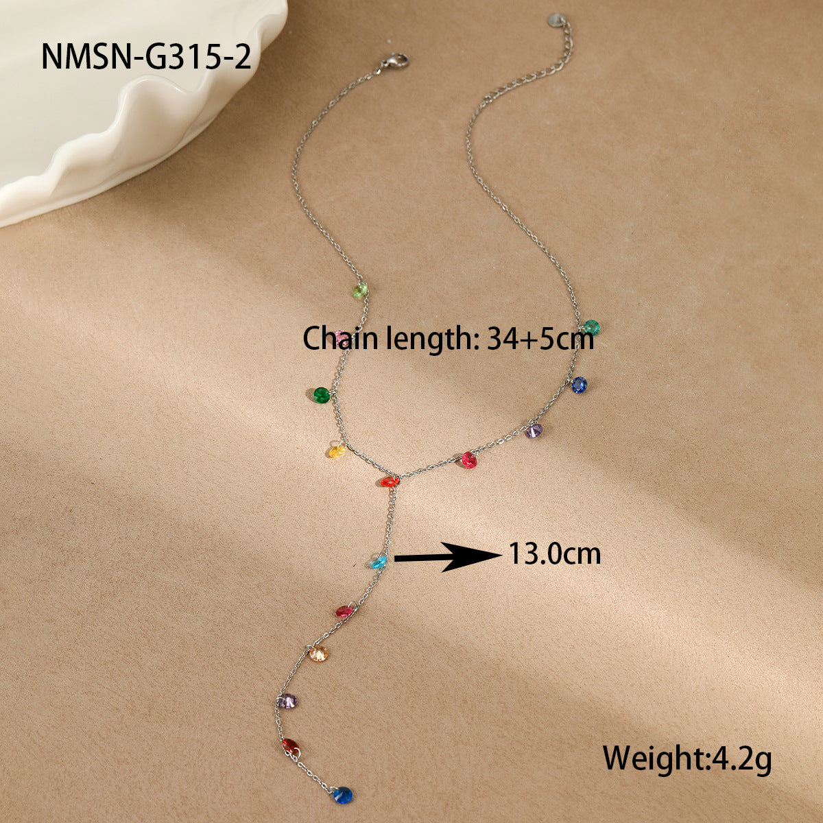 Minimalist Geometric Y-Shaped Stainless Steel Necklace with 18K Gold Plating and Colorful Zircon Accents for Women
