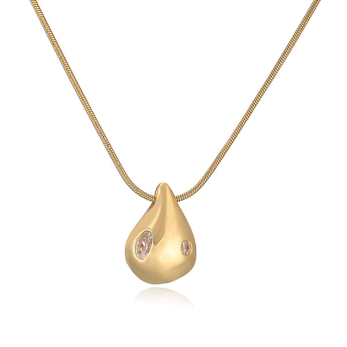 Collar Colgante Geométrico Irregular Minimalista para Mujer de Acero Titanio con Baño de Oro Real e Incrustaciones de Circones