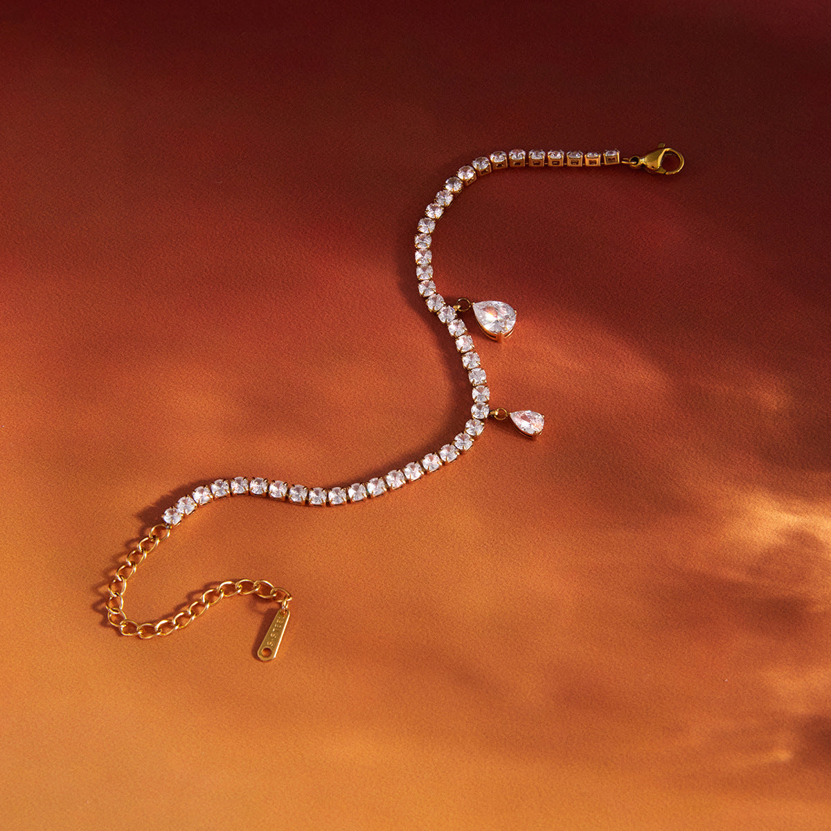 Elegant Minimalist Geometric Stainless Steel Plated Cubic Zirconia Link Bracelet for Women