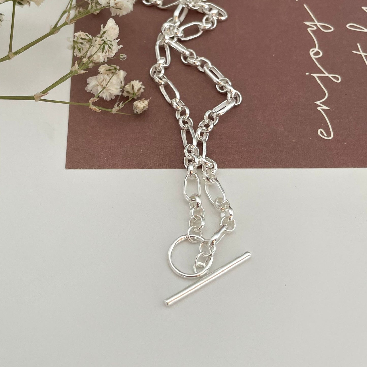 Sterling Silver Geometric Bead Chain Necklace for Women, Minimalist and Individual Trendy, 925 Silver Pendant, Weaving Craft, Elegant Jewelry