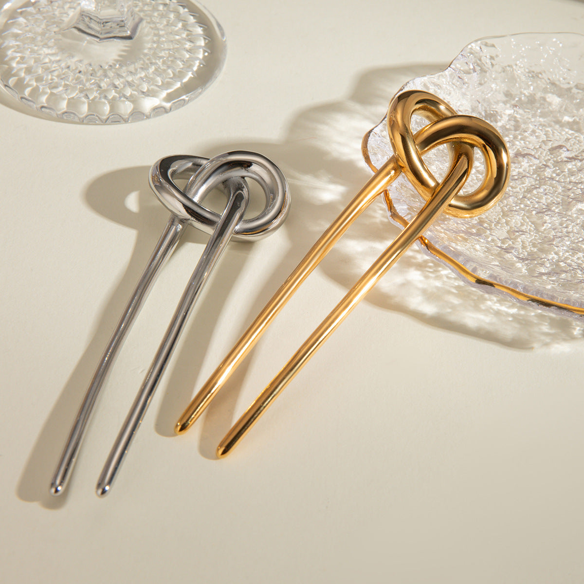 Forcina Geometrica in Acciaio Inox con Finitura Placcata per Donna Elegante Fermaglio per Capelli a U in Metallo