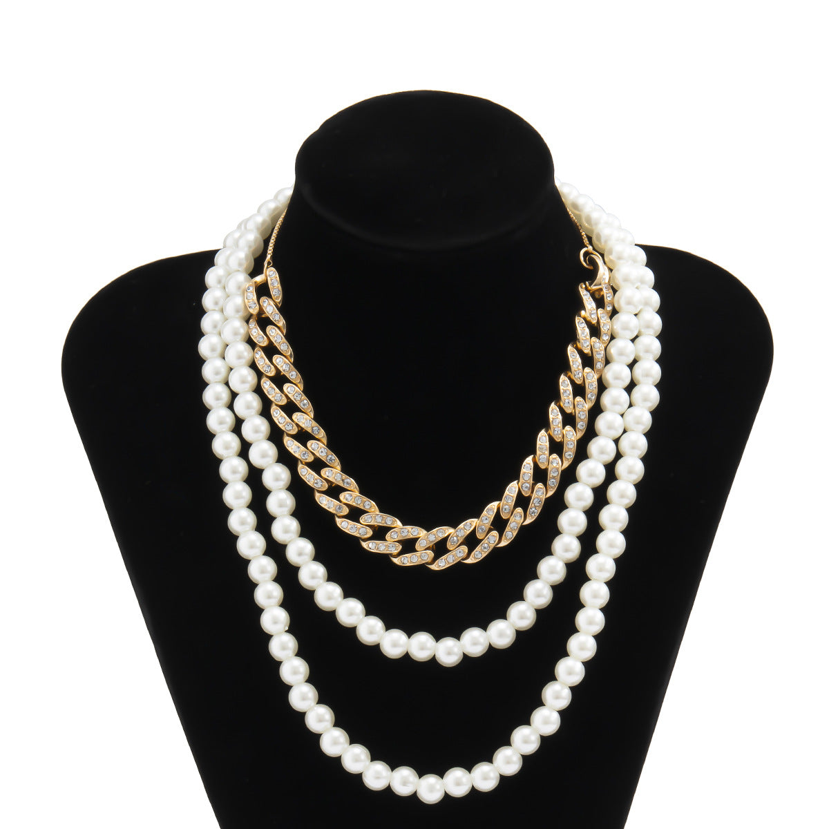 Collana Vintage Minimalista da Donna con Strass Geometrici e Maglie Cubane Regolabili