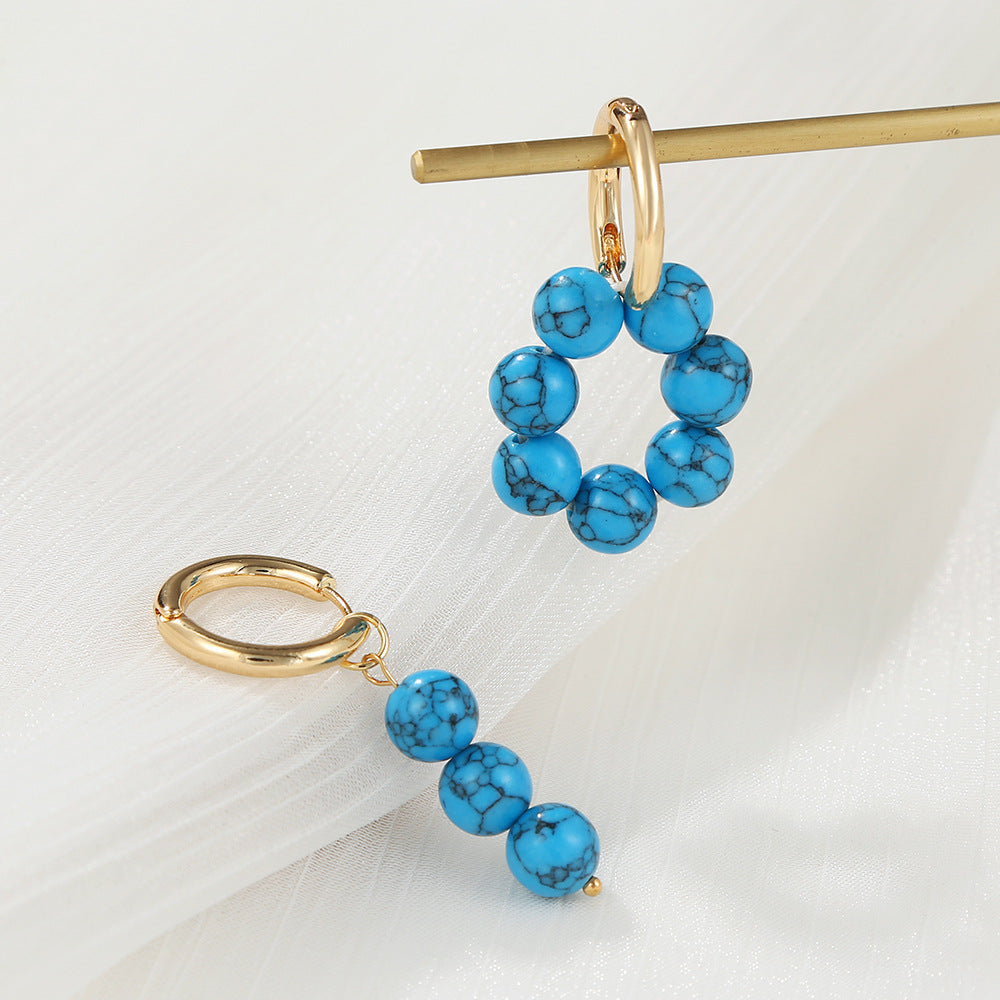 Minimalist Asymmetrical Geometric Alloy Ear Cuffs with Tiger Eye and Rose Quartz Accents for Women