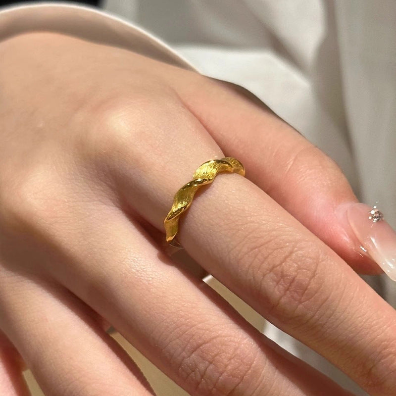 Anello aperto di lusso minimalista geometrico da donna in rame placcato oro