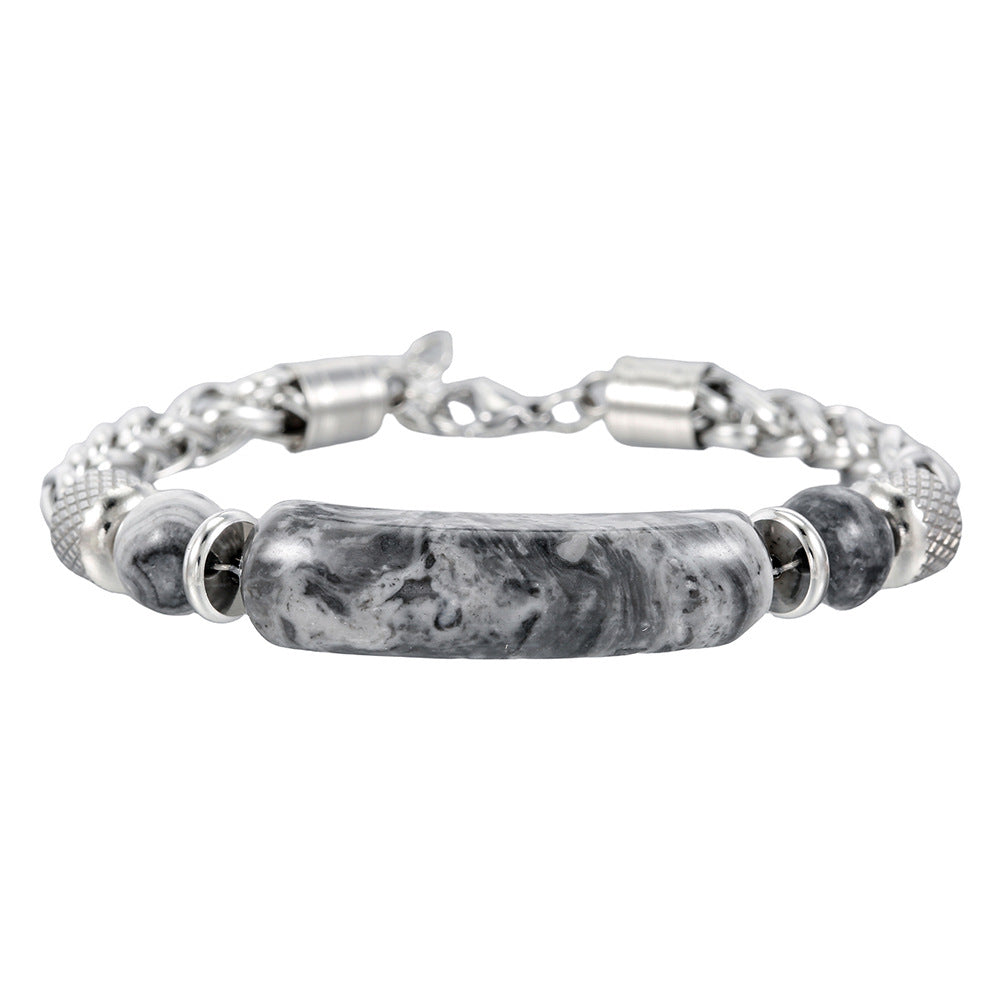 Vintage Geometric Stainless Steel Turquoise Bracelet for Men and Women