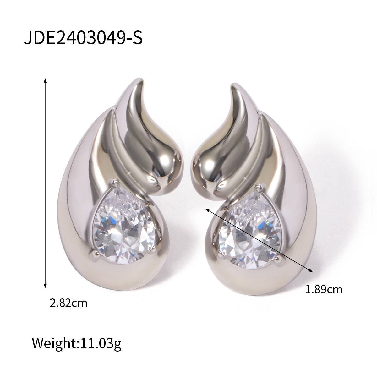 Vintage Minimalist Geometric Stainless Steel Stud Earrings with Polished Wing Design for Women
