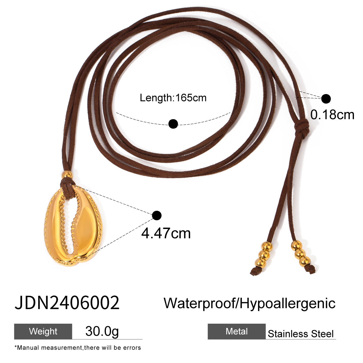 18K Gold Plated Stainless Steel Shell Necklace for Women