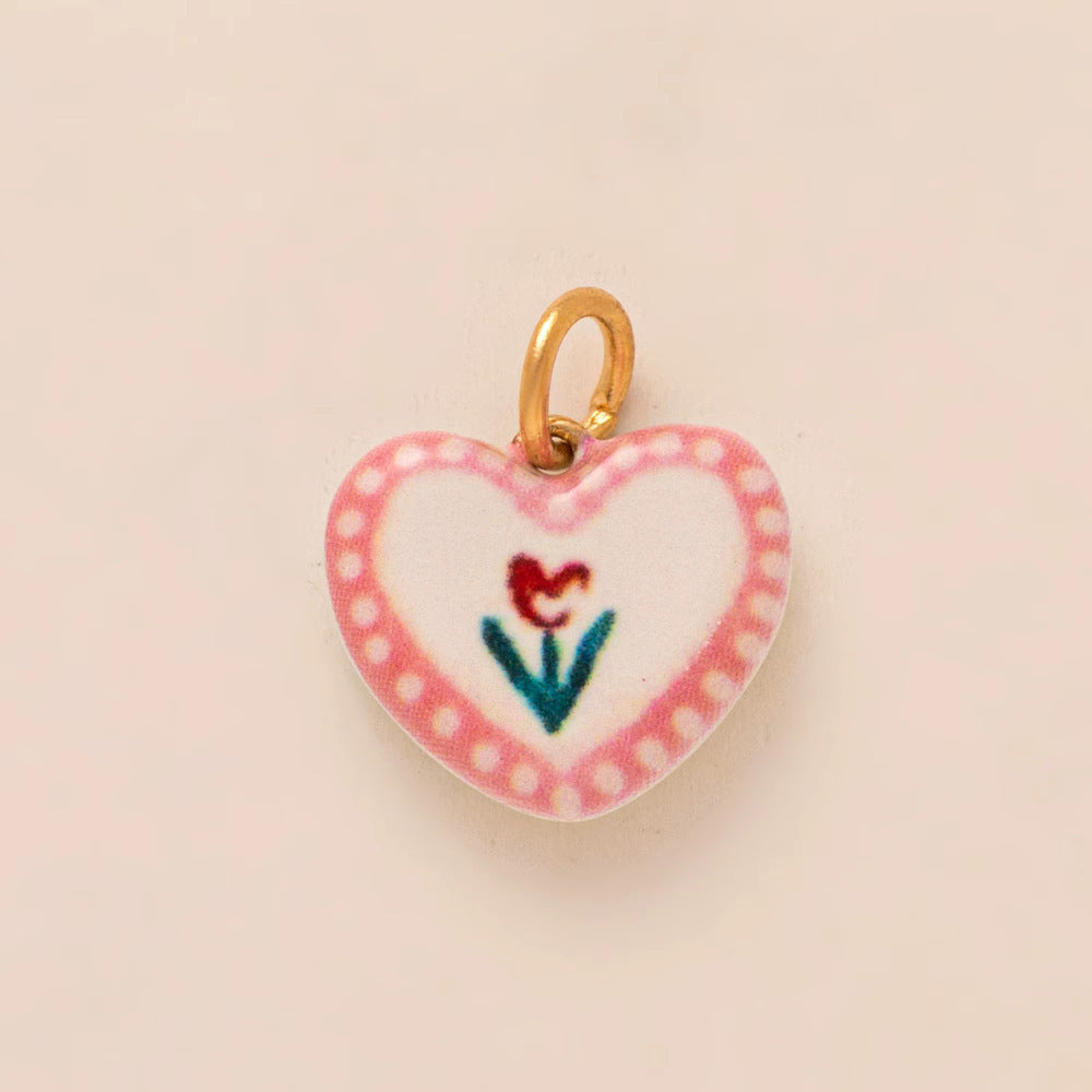 Minimalist Luxury 18K Gold Plated Heart Teardrop Floral Brass Pendant