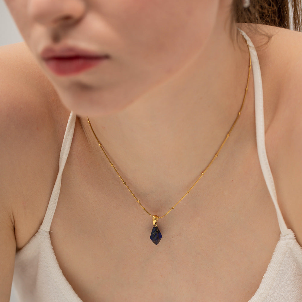 Minimalist Geometric Round Plated Titanium Steel Pendant Charm Bar Necklace for Women