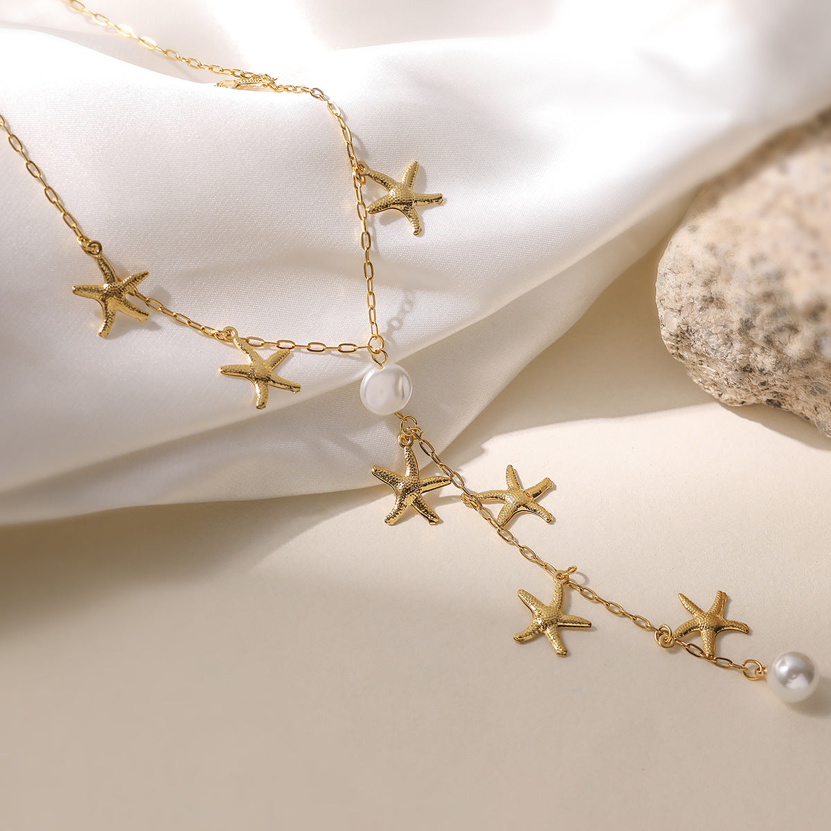 Minimalist Stainless Steel Star Heart Geometric Pendant Necklace with Tassel