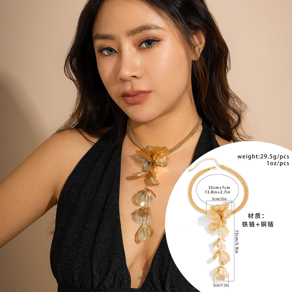 Minimalist Ginkgo Leaf Pendant Necklace in Plated Copper with Snake Chain for Women