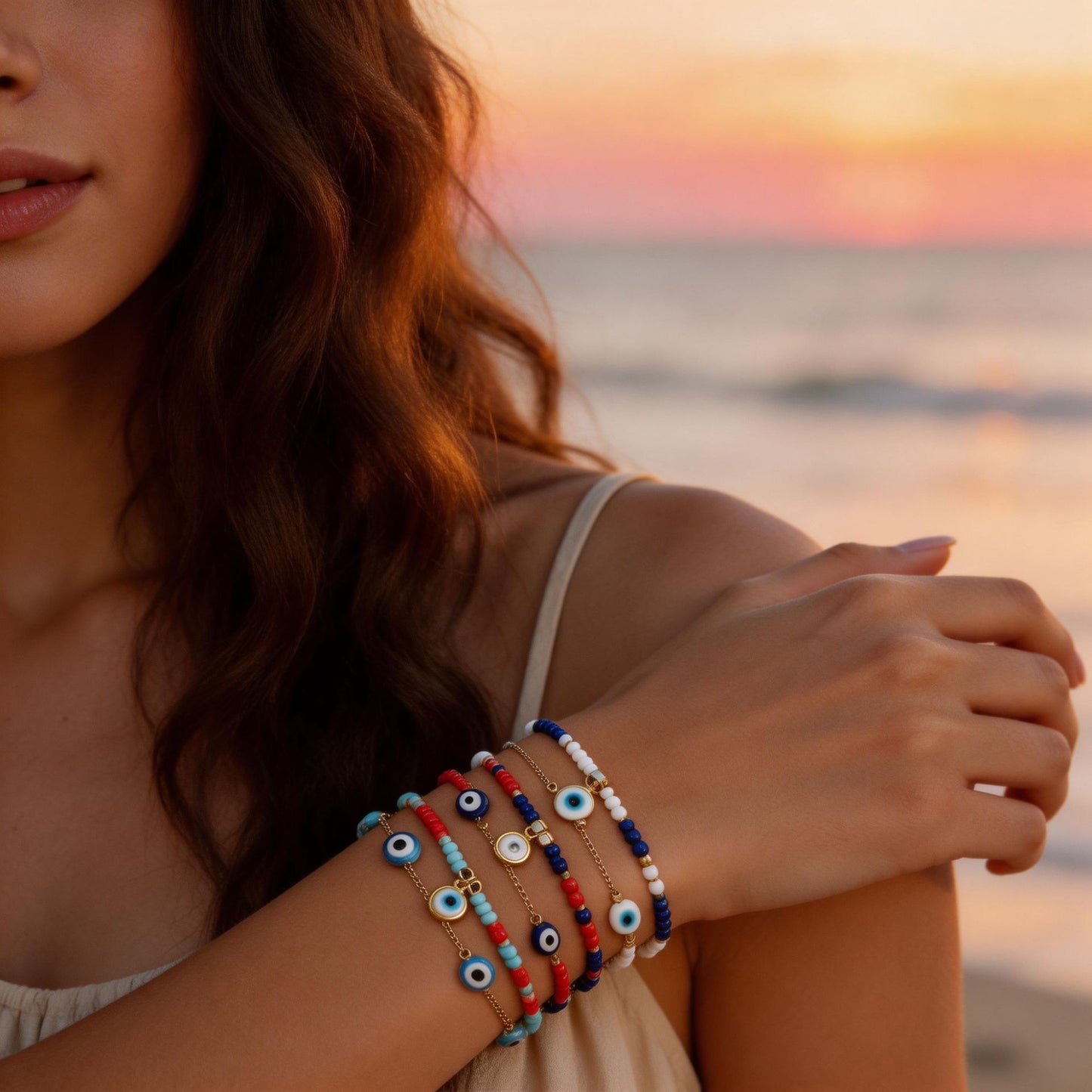 Geometric Round Acrylic Beaded Bracelet