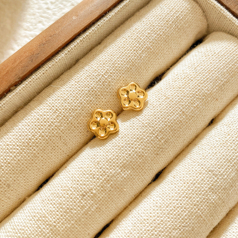 Sweet Star Brass Plated Stud Earrings for Women