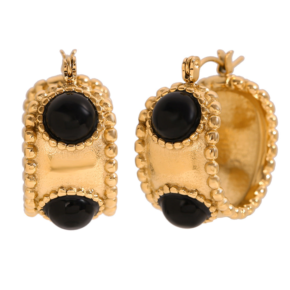Orecchini a perno geometrici irregolari da donna in stile francese vintage, realizzati in acciaio inossidabile con placcatura in oro 18 carati