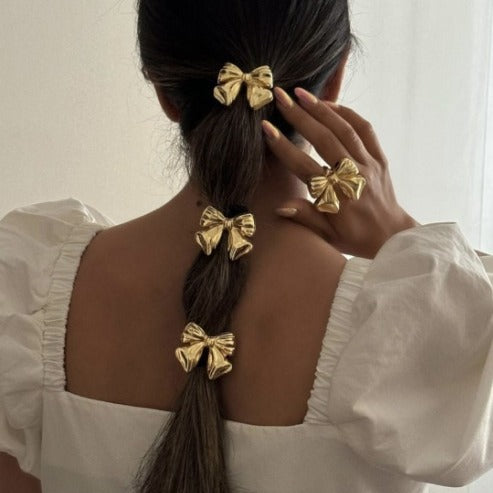 Fashion Polished Alloy Flower Butterfly Imitation Pearl Hair Tie