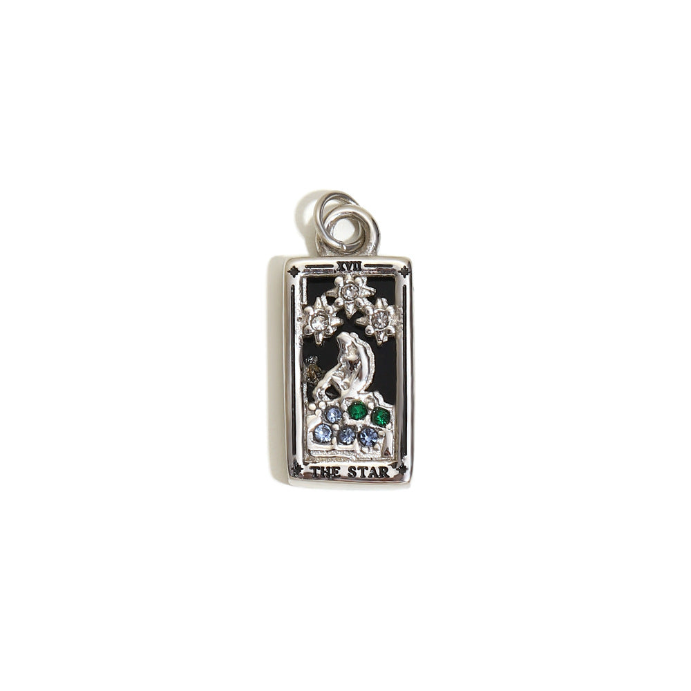 Fashionable Geometric Sun Star Tarot Pendant Necklace in Stainless Steel with 18K Gold Plating