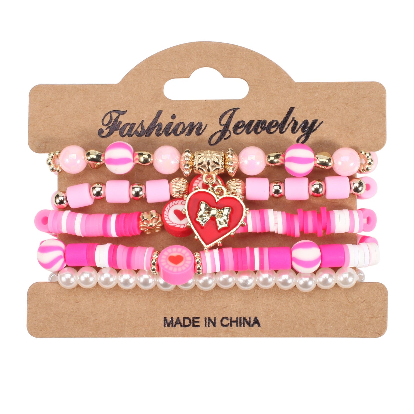 Heart Shape Resin Crystal Floral Pattern Unisex Bracelet