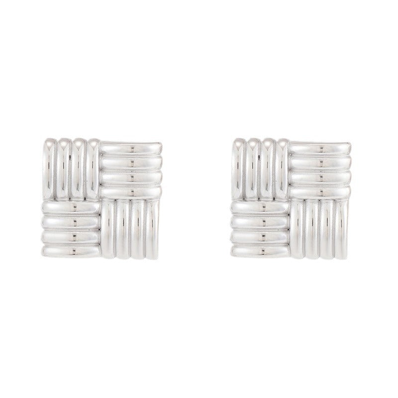 Pendientes de acero inoxidable cuadrados geométricos minimalistas para mujer con acabado chapado, conjunto de joyas elegantes de inspiración vintage
