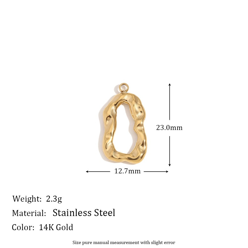 Minimalist Geometric Pendant with 14K Gold Plated Stainless Steel Round Heart Shape and Greek Key Pattern for DIY Jewelry Making