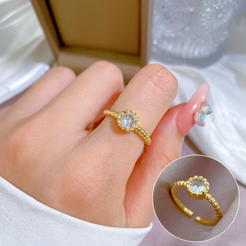 Minimalist Kawaii Fresh and Sweet Crown-Shaped Open Ring for Women Brass Finger Ring