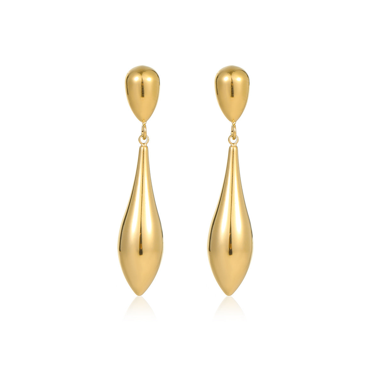 Fashionable Irregular Teardrop-Shaped Stainless Steel Earrings with 18K Gold Plating for Women