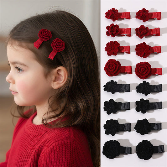 Fermaglio per capelli a forma di fiocco in stile naturale per bambine, realizzato in poliestere con dettagli arricciati e in rete