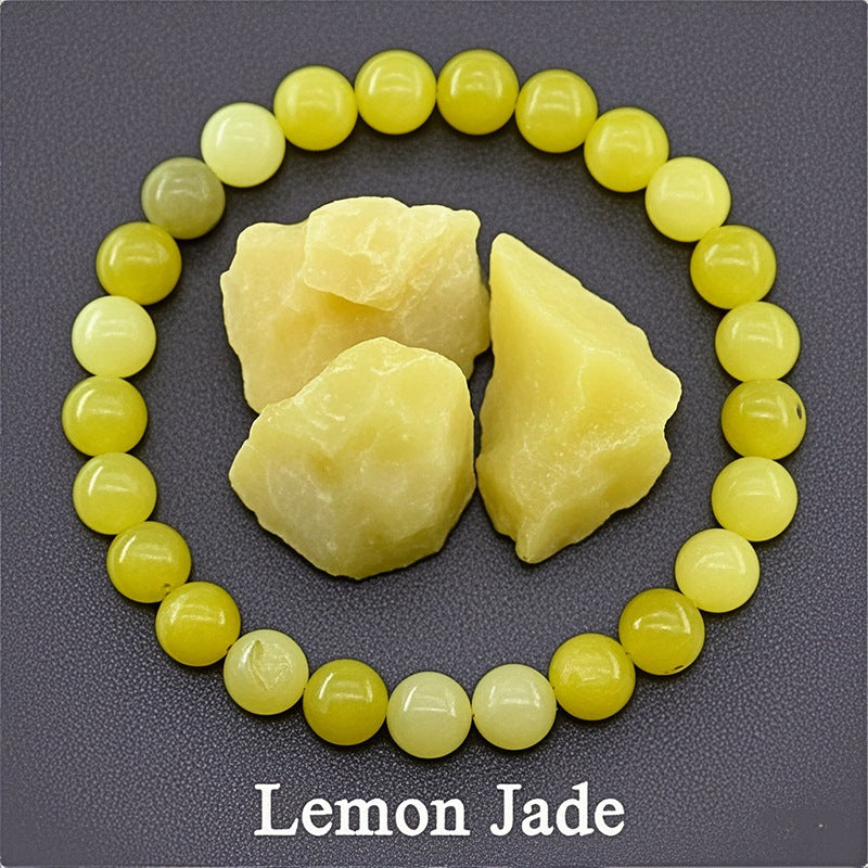 8mm Round Sunstone Rose Quartz Tiger Eye Agate Crystal Beaded Bracelet Unisex Geometric Handmade Jewelry