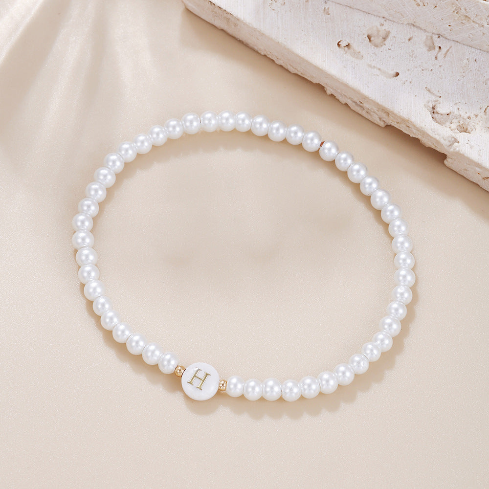 Minimalist Sweet Letter Imitation Pearl Handmade Bracelet for Women